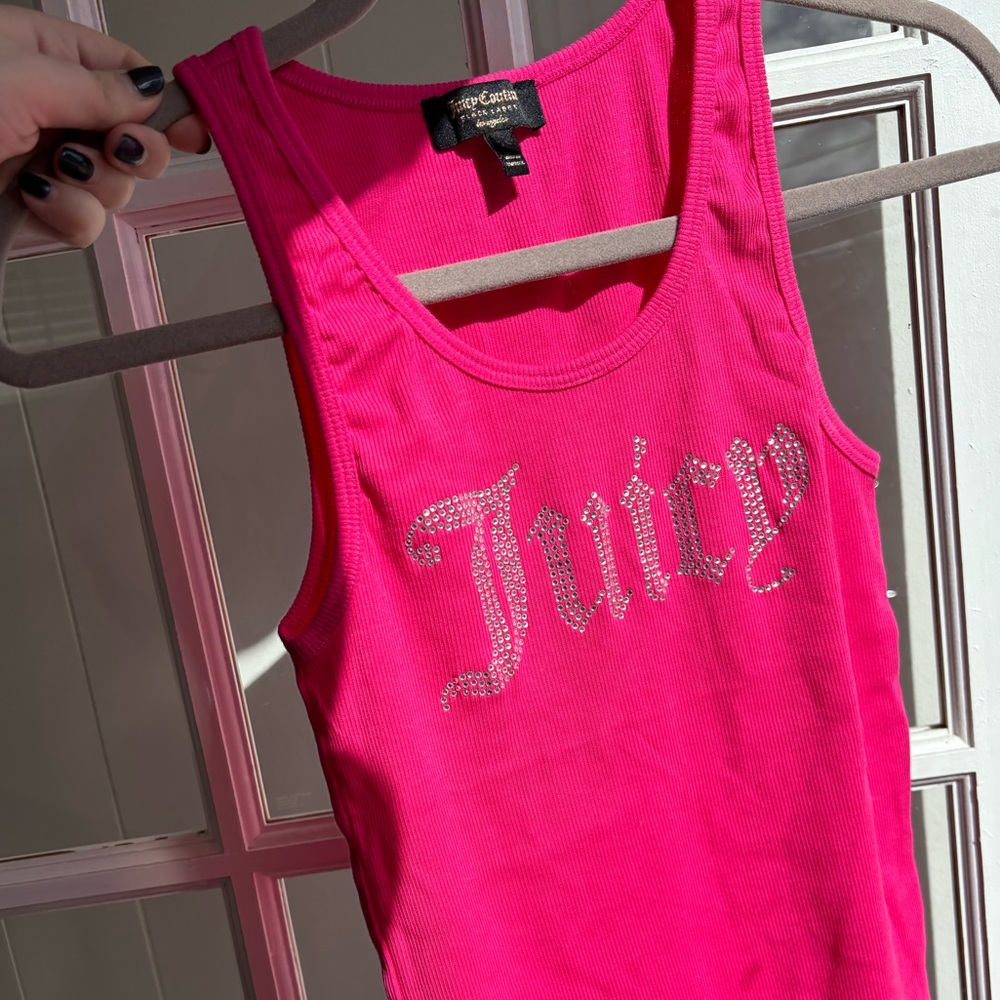 Juicy couture hot pink rhinestone logo tank top